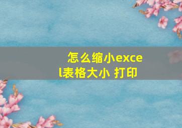 怎么缩小excel表格大小 打印